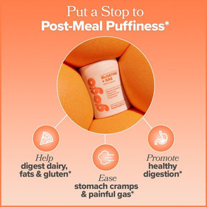 GOGO Bloating & Gas Digestive Relief - Digestive Enzymes for Bloating Relief & Water Retention Reduction 30 Servings