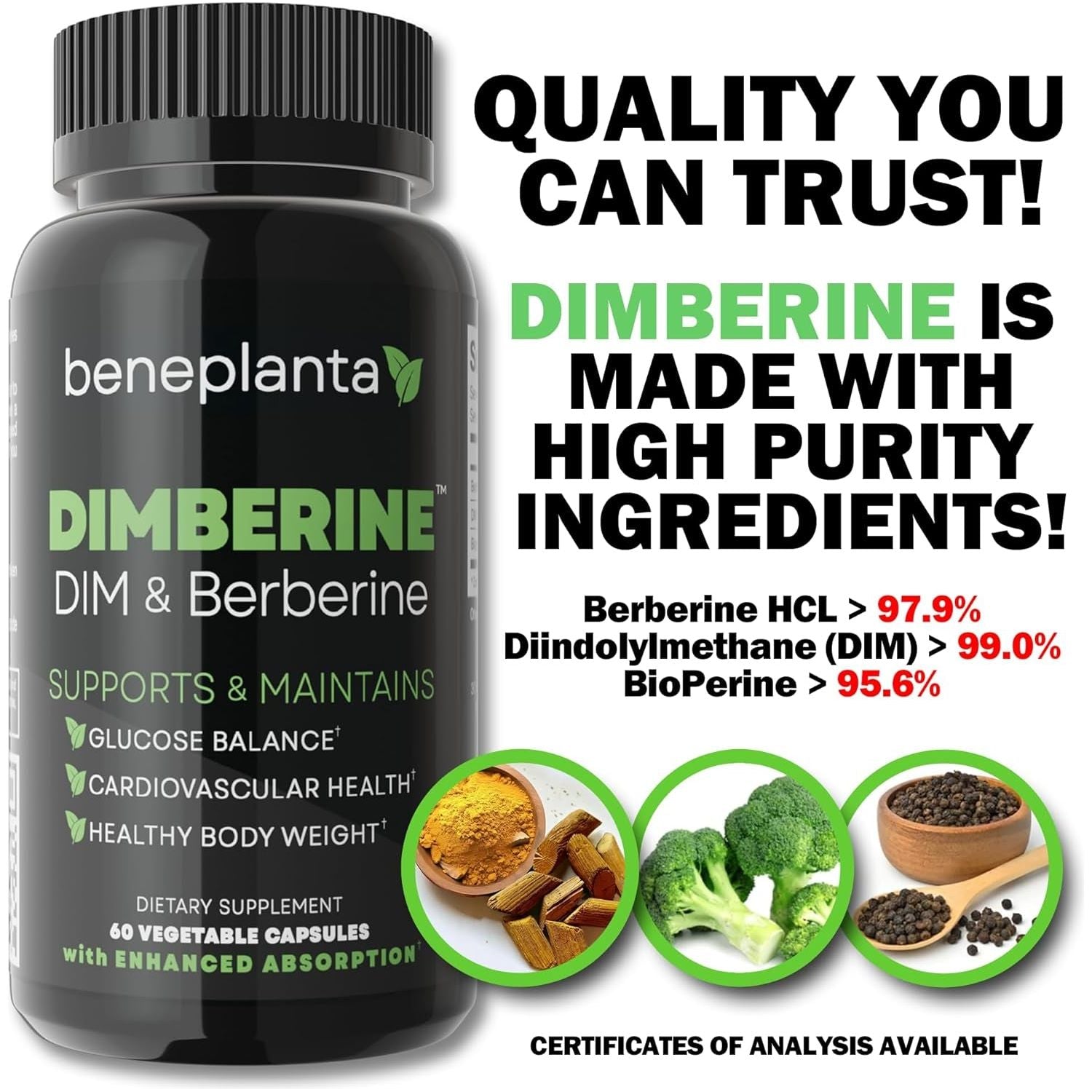DIM & Berberine, High Purity Enhanced Absorption Formula - 60 Capsules