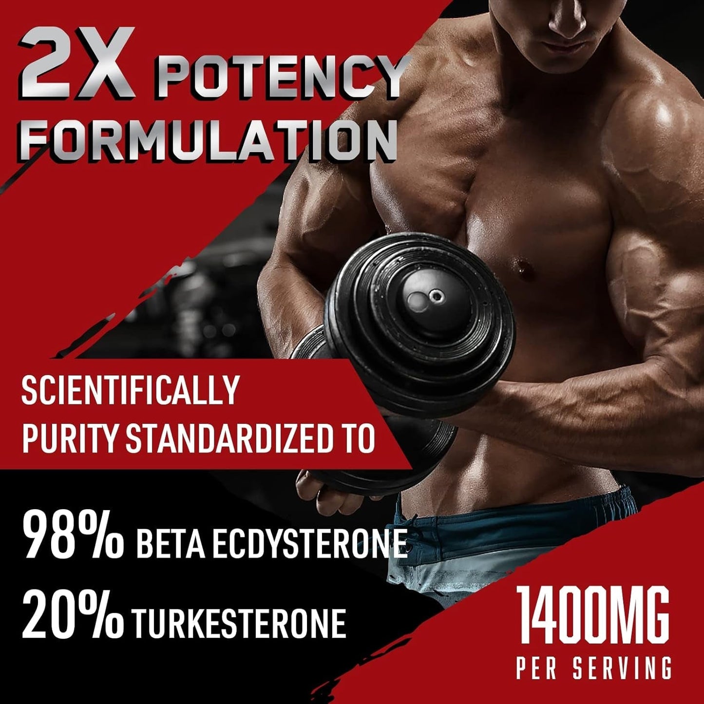1400Mg Beta Ecdysterone and Turkesterone Supplements for Muscle Mass,Strength, Protein Synthesis, 60 Capsules