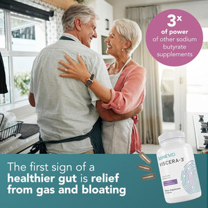 SANE MD - Viscera 3 Postbiotics with Tributyrin - Sodium Butyrate Supplement for Gas and Bloating Relief - 30 Capsules