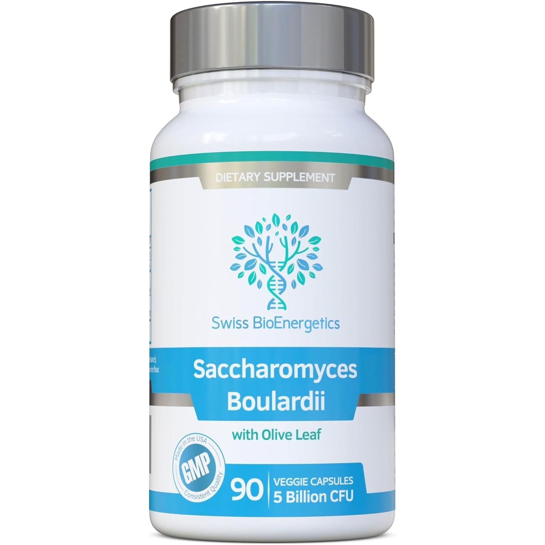 Saccharomyces Boulardii 5 Billion CFU - High Strength Non-Colonising Yeast with Synergistic Olive Leaf, Biotin and Vitamin D3 90 Capsules