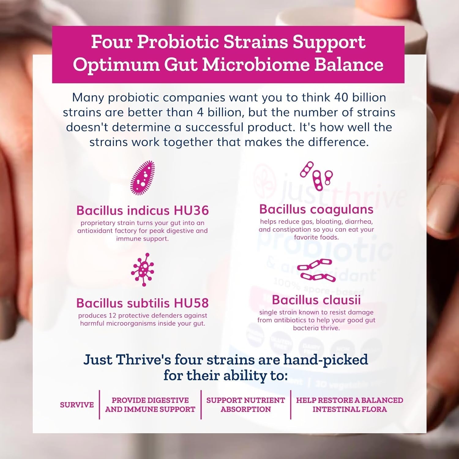 Just Thrive Probiotic & Antioxidant Supplement - Gluten Free, 30 Caps