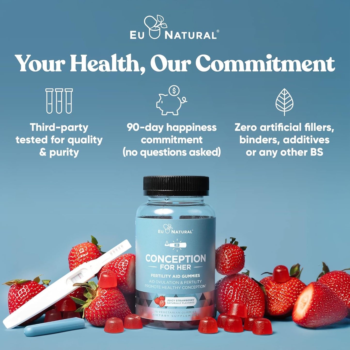 Conception for Her Fertility Gummies - Fertility Supplements with Myo Inositol, Folate & More Essential Nutrients - 75 Gummies (FOR WOMEN)