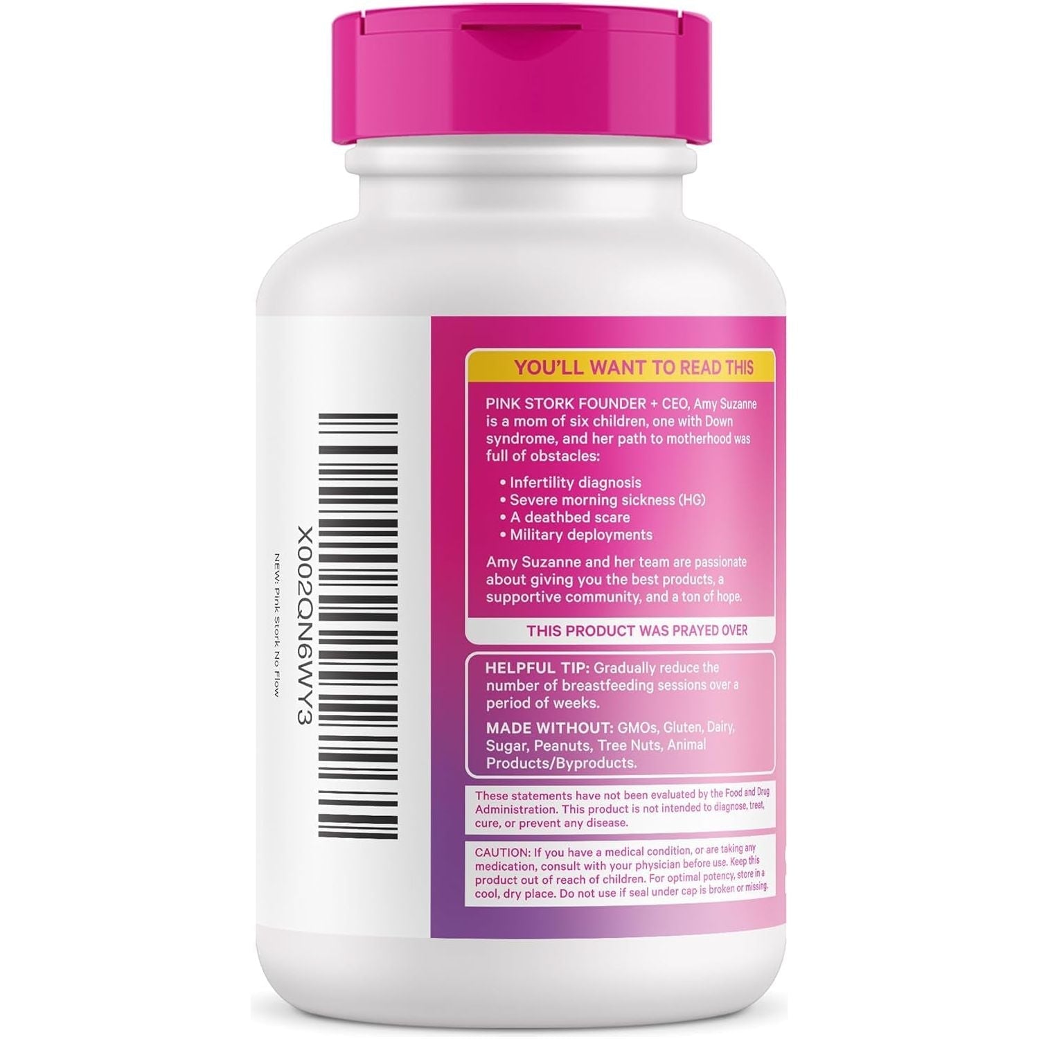 Pink Stork No Flow: Dry up Breast Milk Supply with Sage, Parsley, and B Vitamins, Postpartum Essentials for Women 60 Capsules