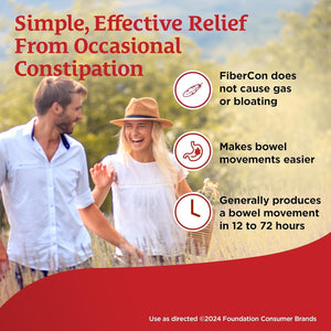 Fibercon Fiber Therapy Coated Caplets, Safe, Simple & Comfortable Insoluble Fiber for Bowel Irregularity 140 Caplets