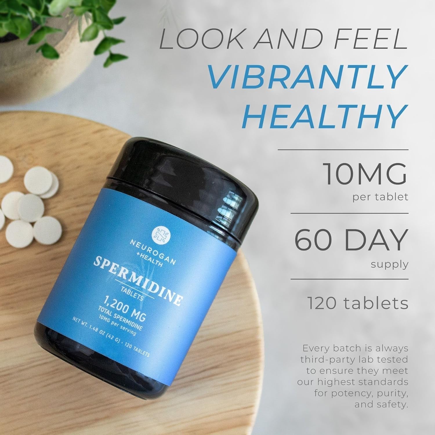 Neurogan Spermidine Supplement - 1200Mg - for Cellular Health, Anti-Aging & Energy* - Made in USA - 10MG - 120 Servings