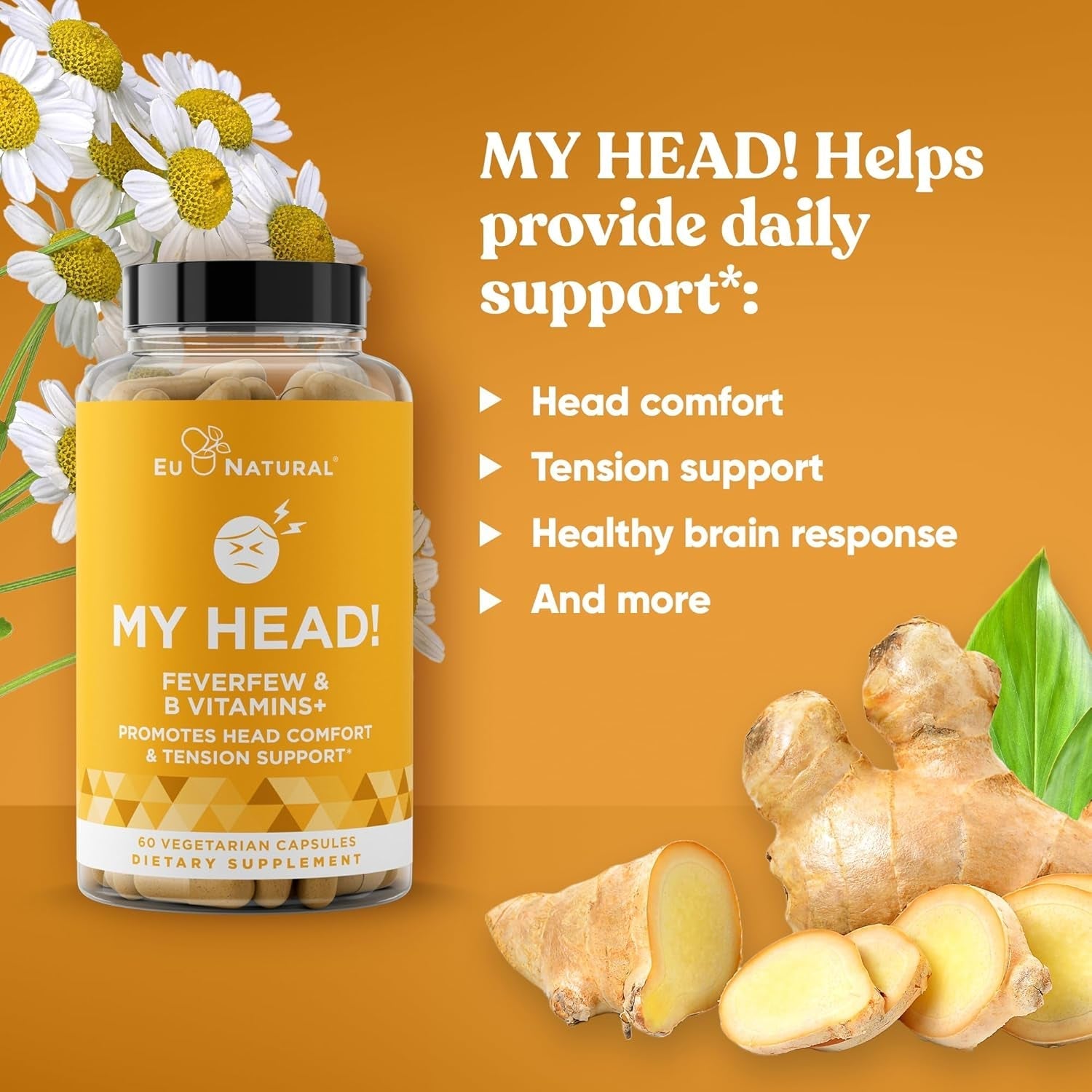 My Head! Headache Vitamins – Sensitivity, Tension, Comfort, Healthy Head Function for a Clear Mind - 60 Soft Capsules