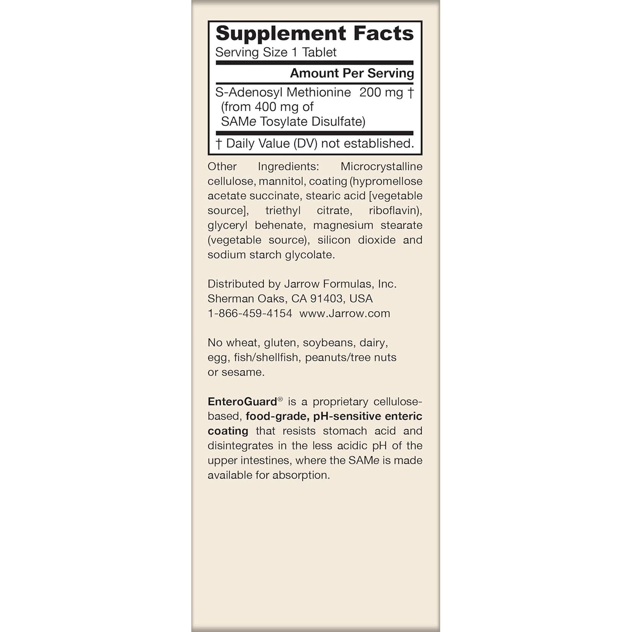 Jarrow Formulas® Same 200 Mg, Supports Joint Health, Liver Function, Brain Metabolism, 60 Tablets