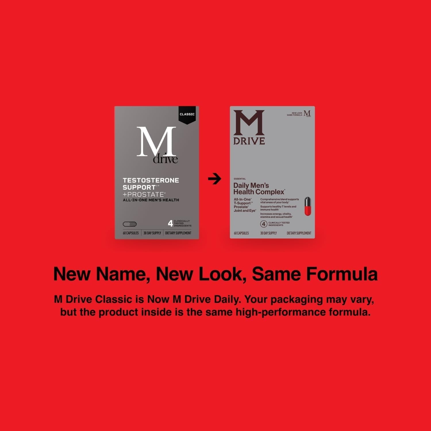 Mdrive Classic Testosterone Booster for Men, Support Healthy Prostate, Eyes, Joint, Energy, Stress Relief, 60Ct