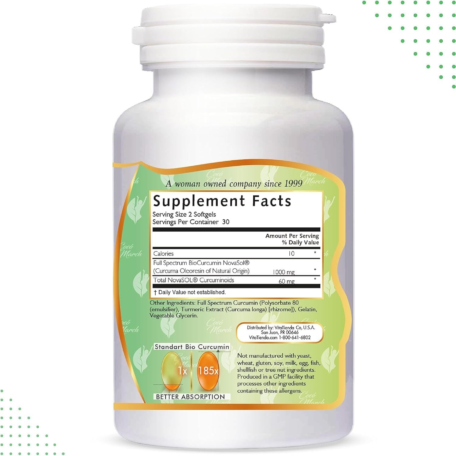 Coco March Molecular Curcumin - Joint, Mobility and Immune Support 1000 Mg, 60 Softgels