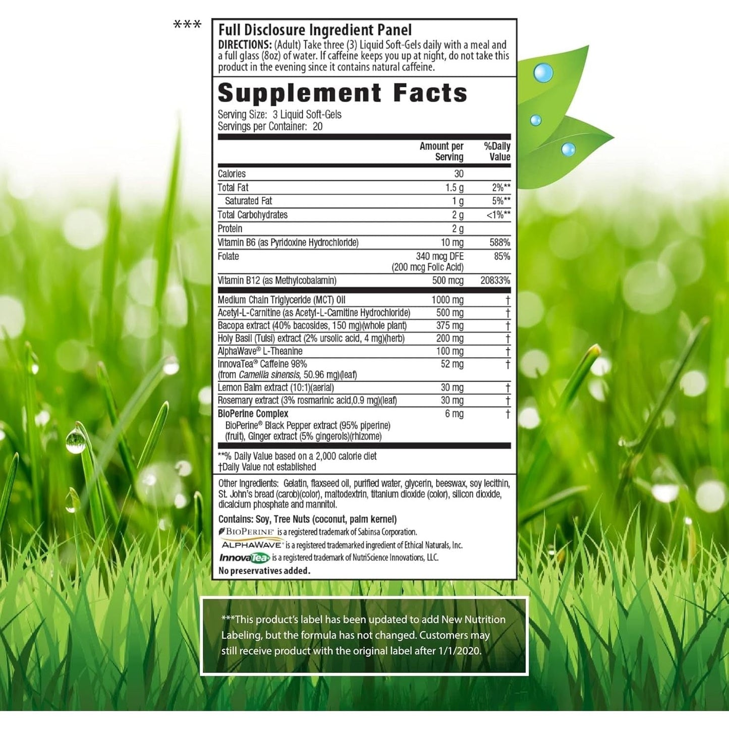 Irwin Naturals Brain Awake, Focus, Energy Booster Supplement with MCT Oil - 60 Liquid Soft-Gels Bundle Pill Case