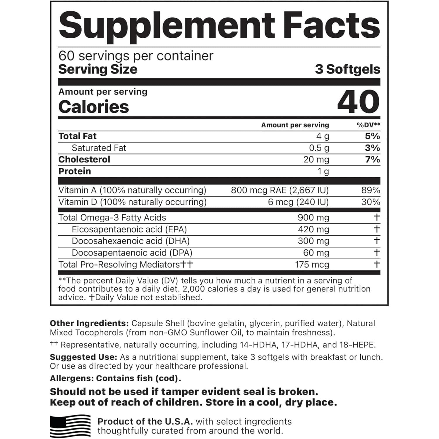 Jigsaw Health Alaskan Cod Liver Oil | 900 Mg Omega-3S with EPA, DHA, and DPA 60 Servings