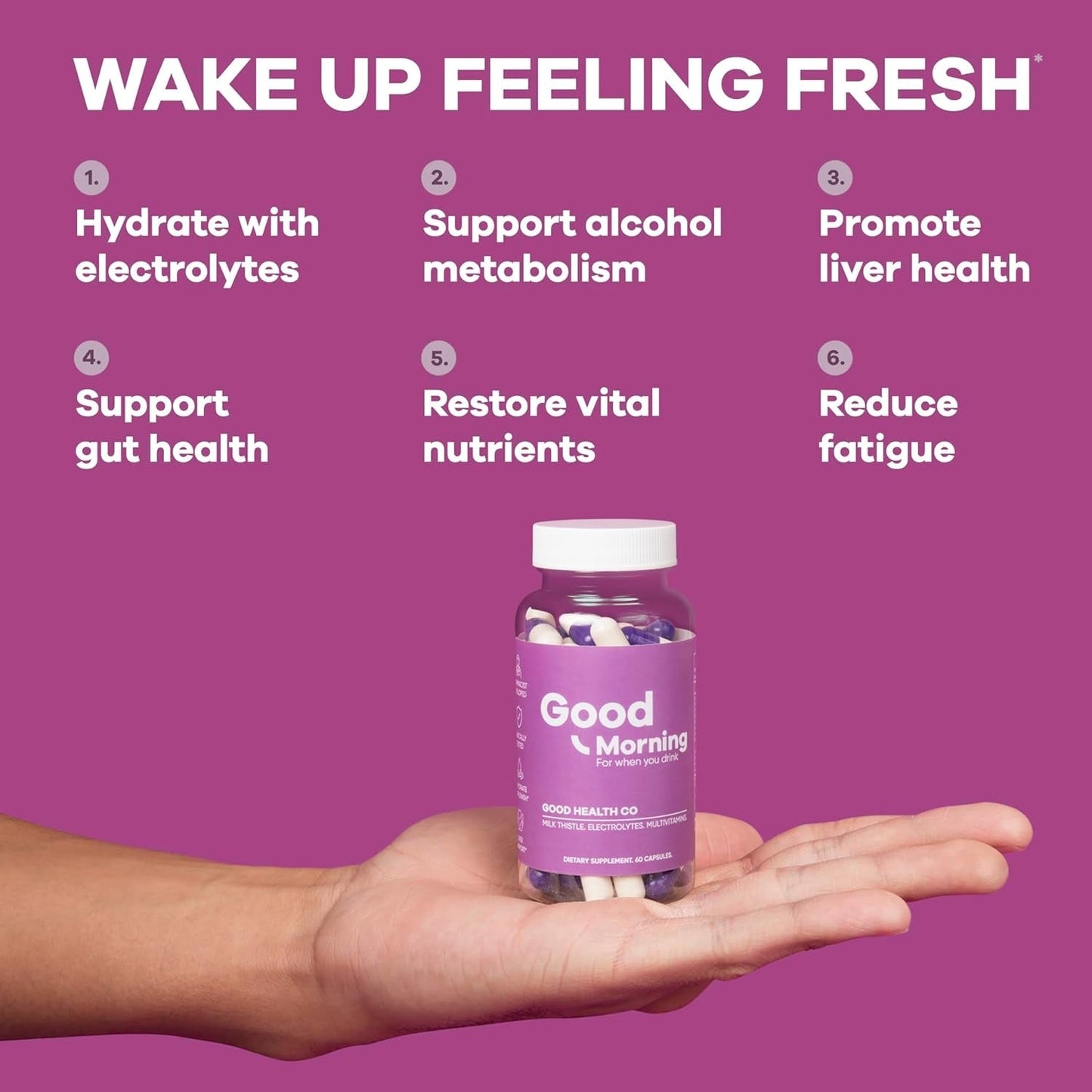Good Morning - Drink Tonight, Thrive Tomorrow | Post-Drinking Relief, Liver Support and Hydration Recovery