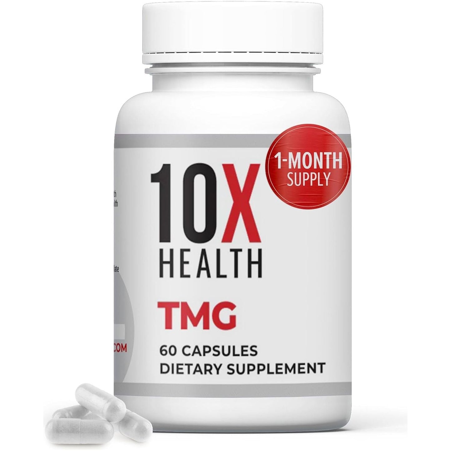 10X Health TMG Supplements - Trimethylglycine Supplement for Liver Support, Heart Wellness, Energy - 60 Capsules
