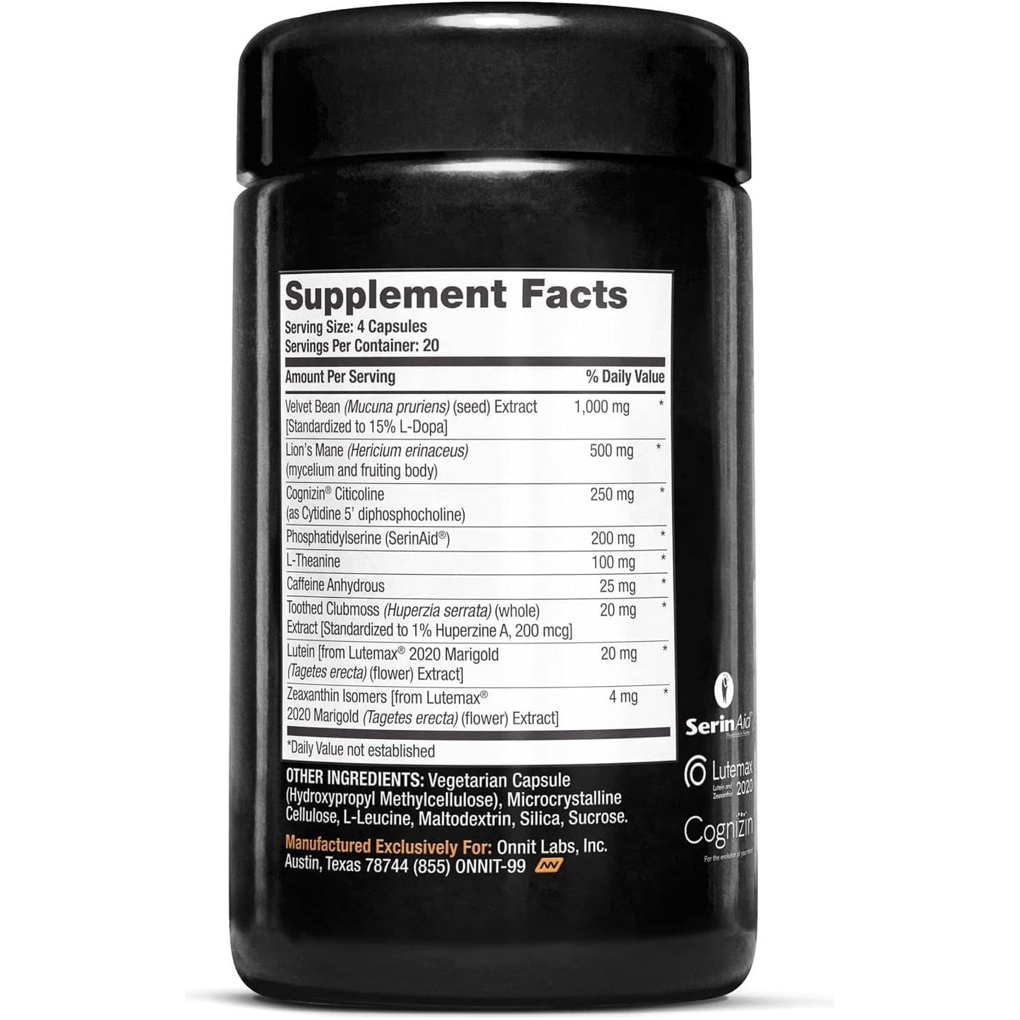 ONNIT Alpha Brain Black Label Capsule (80Ct) Premium Citicoline Brain Supplement - Focus, Concentration & Memory