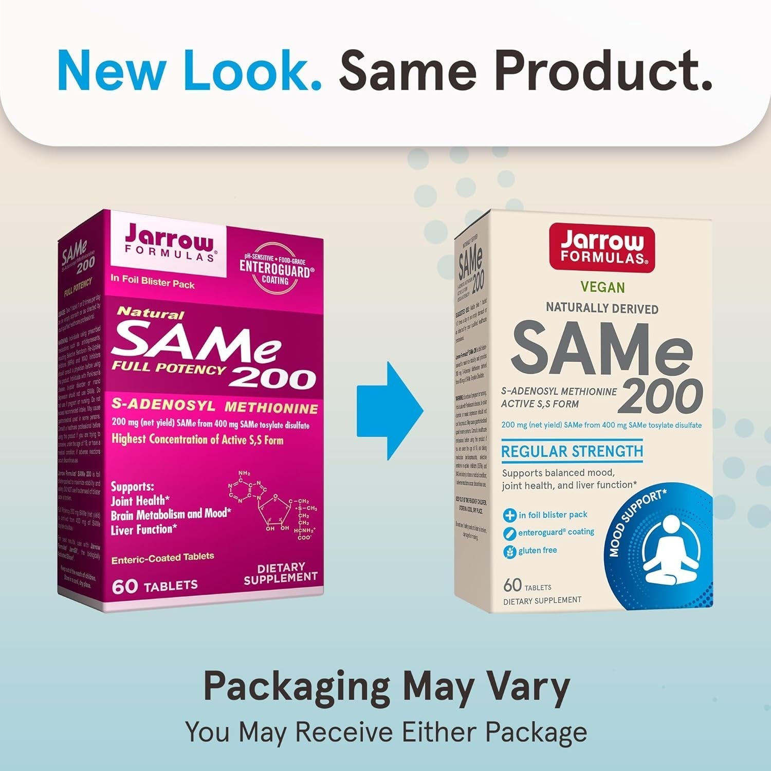 Jarrow Formulas® Same 200 Mg, Supports Joint Health, Liver Function, Brain Metabolism, 60 Tablets