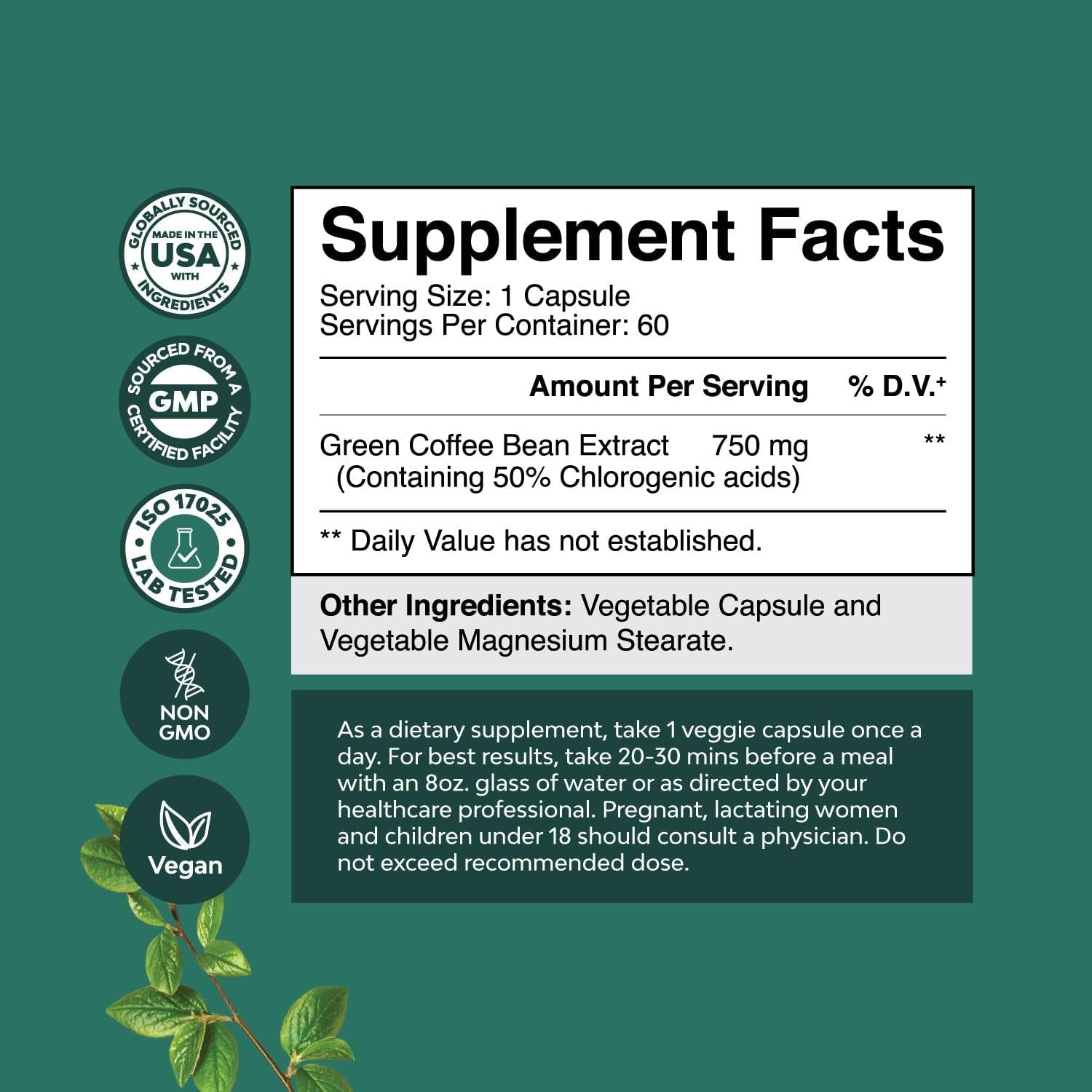 Green Coffee Bean Extract for Weight Loss - Natural Appetite Suppressant
