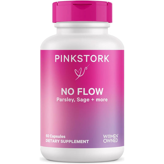 Pink Stork No Flow: Dry up Breast Milk Supply with Sage, Parsley, and B Vitamins, Postpartum Essentials for Women 60 Capsules