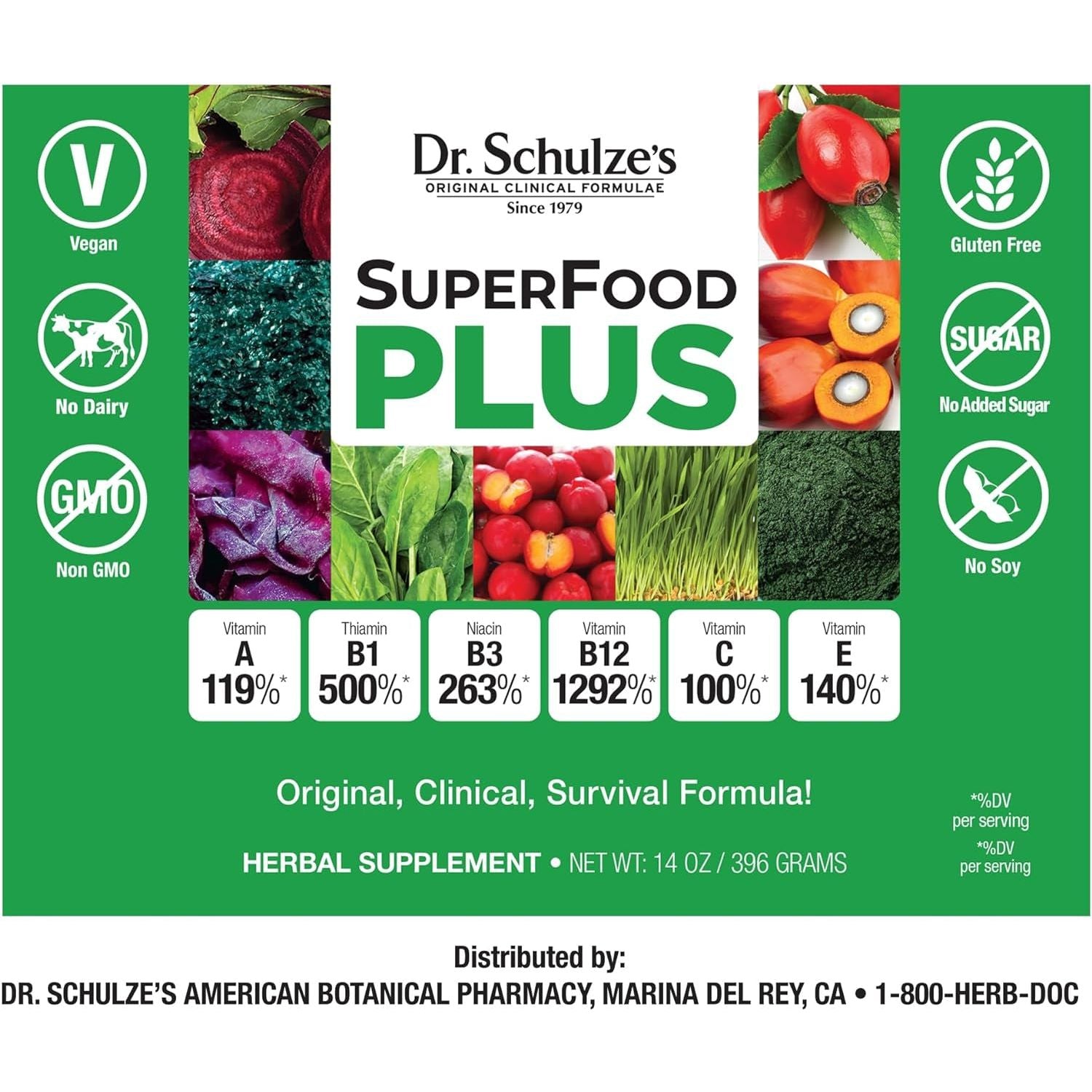 Dr. Schulze’S Superfood plus | Vitamin and Mineral Herbal Concentrate 14 Ounce Powder