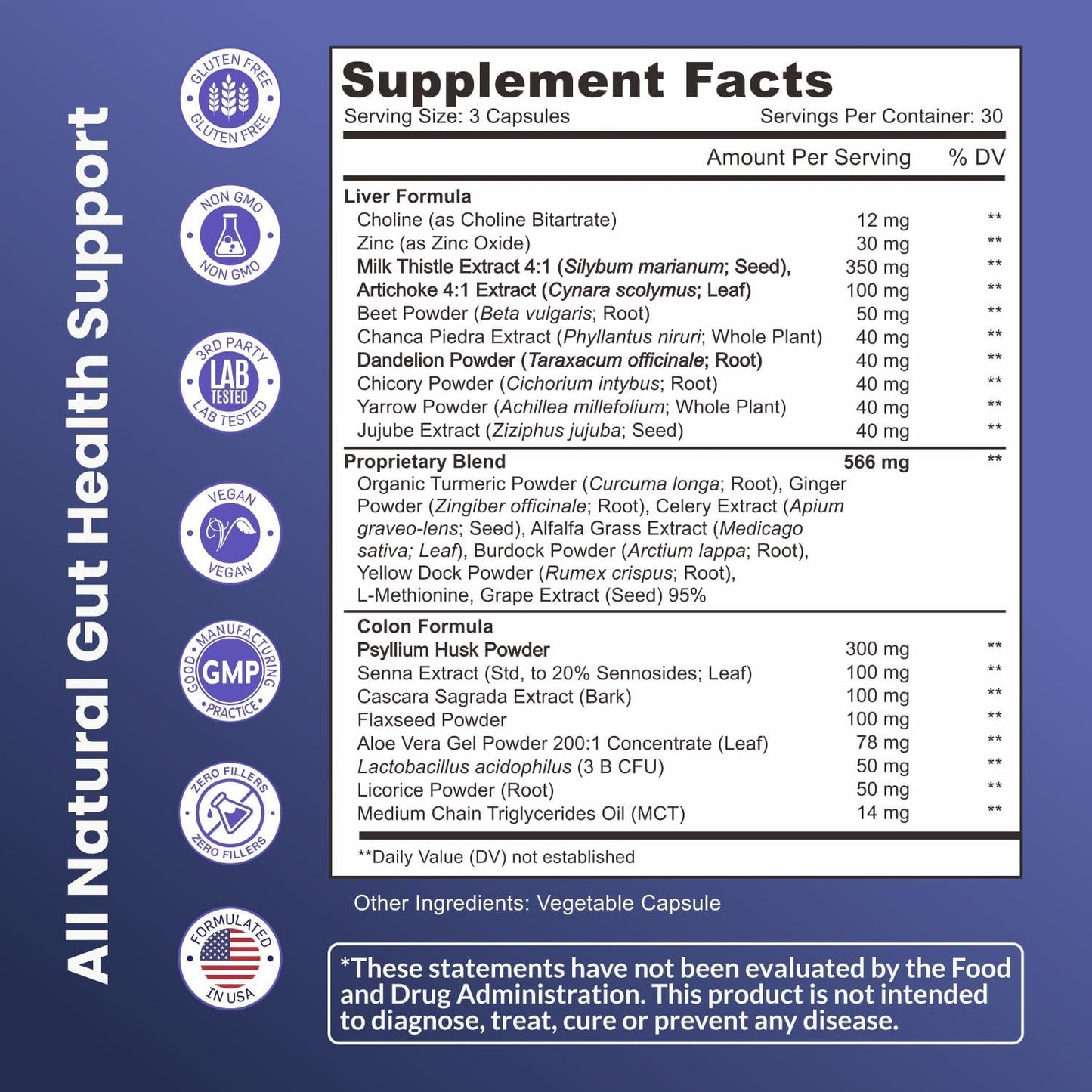 Liver Detox & Colon Cleanse - Premium Milk Thistle Supplement - Men & Women - Vegan 90 Capsules