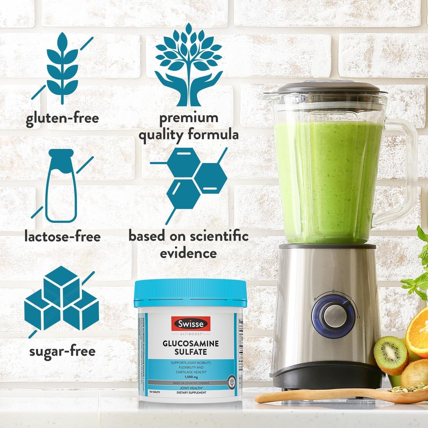 Swisse Glucosamine Sulfate Joint Support Supplement for Mobility and Flexibility Health Glucosamina 1500Mg | 180 Tablets