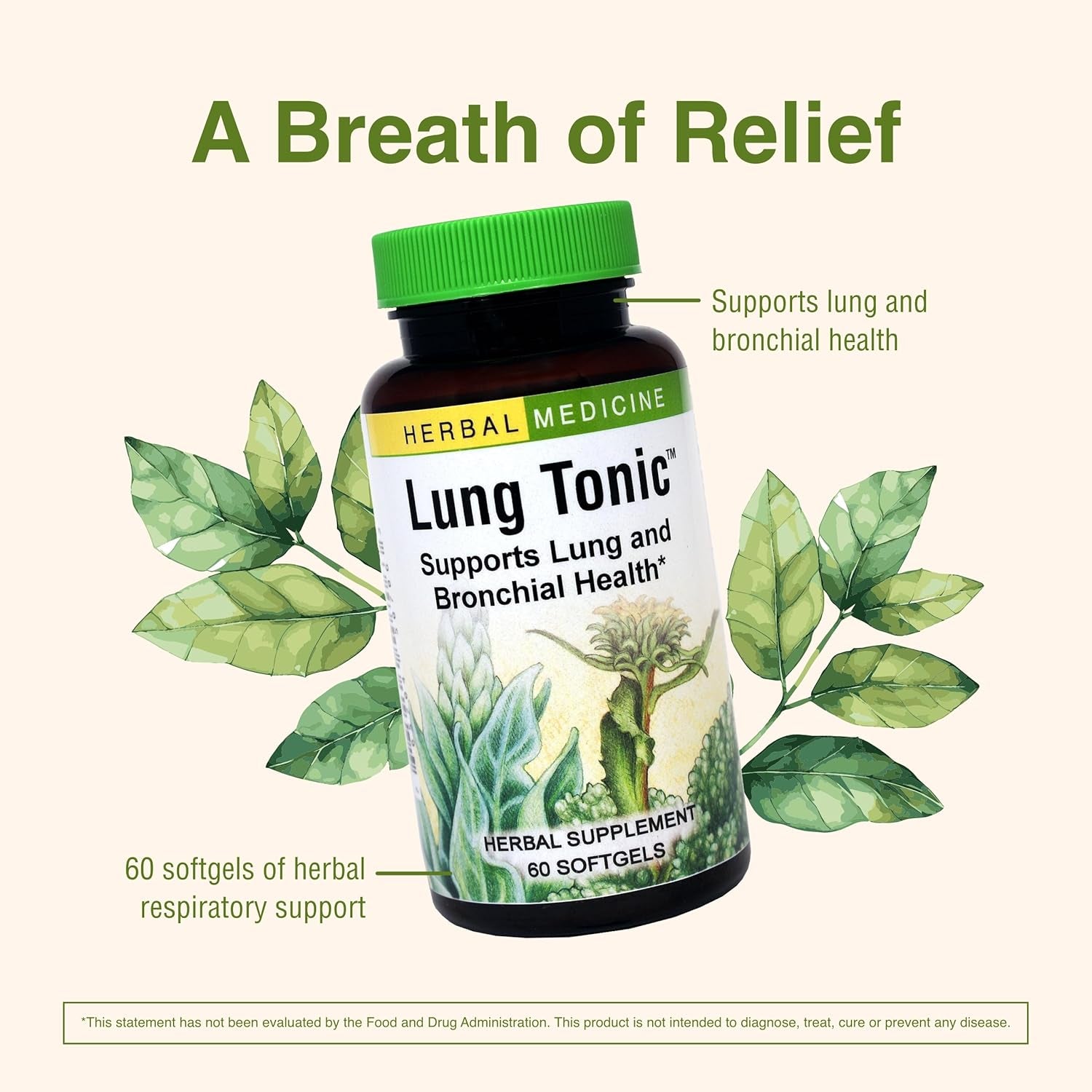 Herbs Etc. Lung Tonic - Lung Supplement for Bronchial Support - Healthy Breathing Support - 60 Softgels