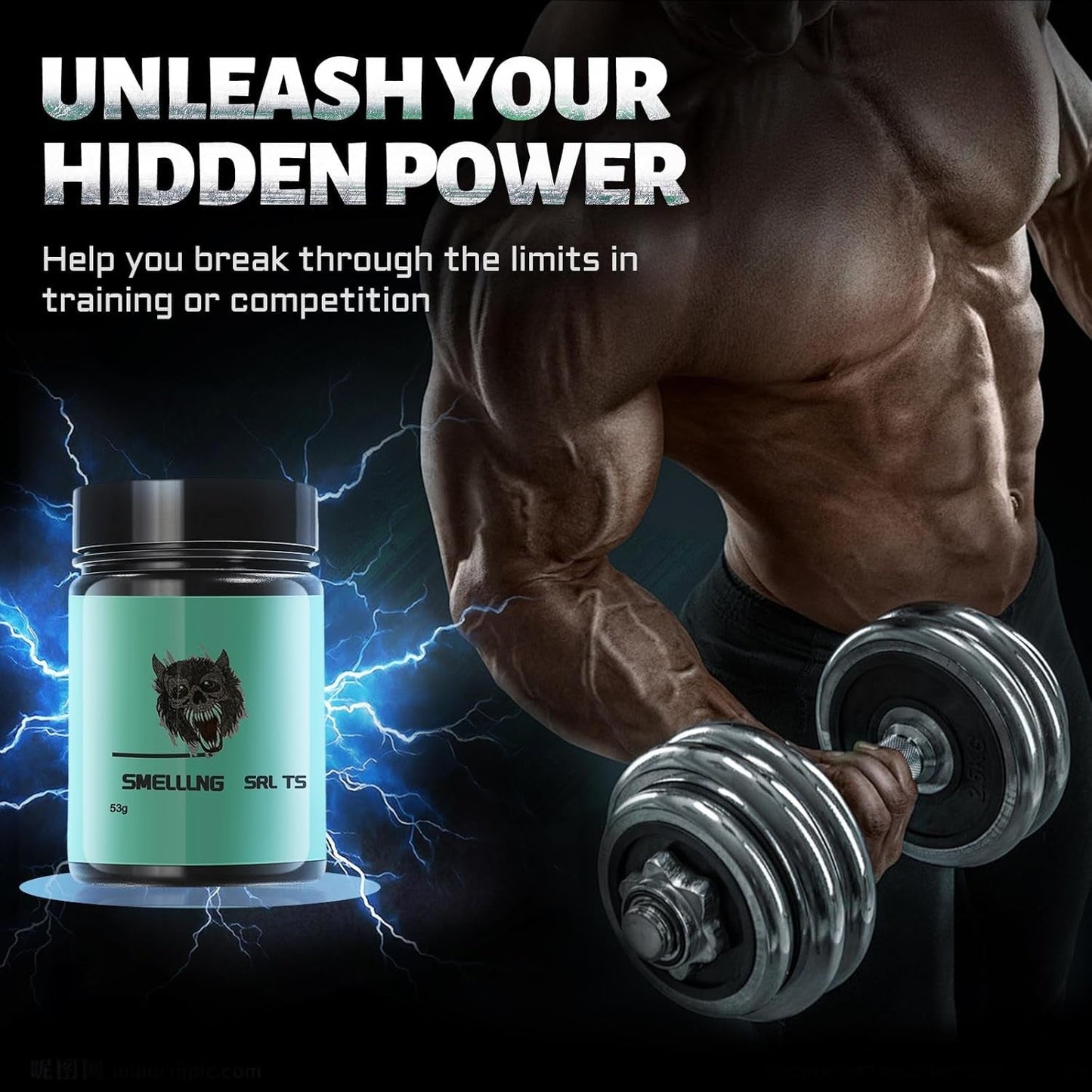 Smelling Salts, Powerful Ammonia Inhalant for Athletes in Powerlifting, Hockey, Football, Weight Lifting,1.89Oz