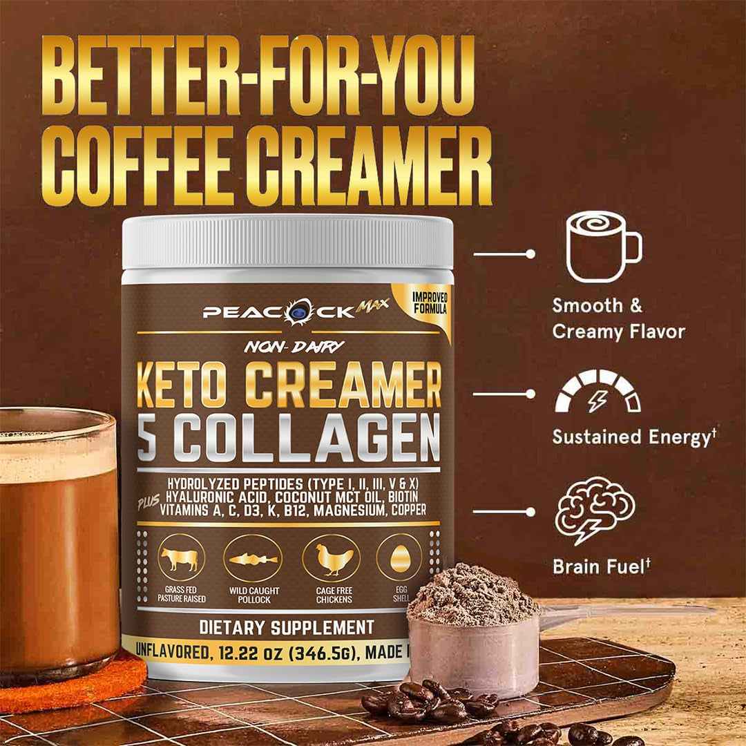 Peacock Max Collagen Keto Coffee Creamer Powder 12.2 Oz 