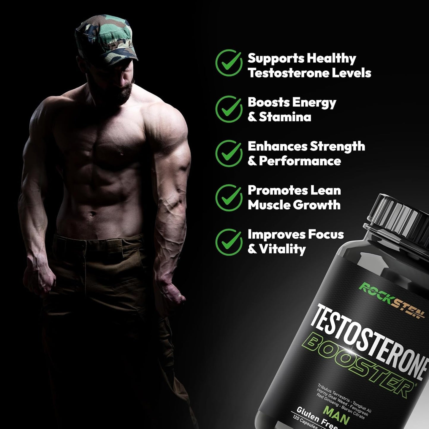 Testosterone Booster Men Supplement with Tribulus Terrestris Tongkat Ali Fenugreek Red Ginseng