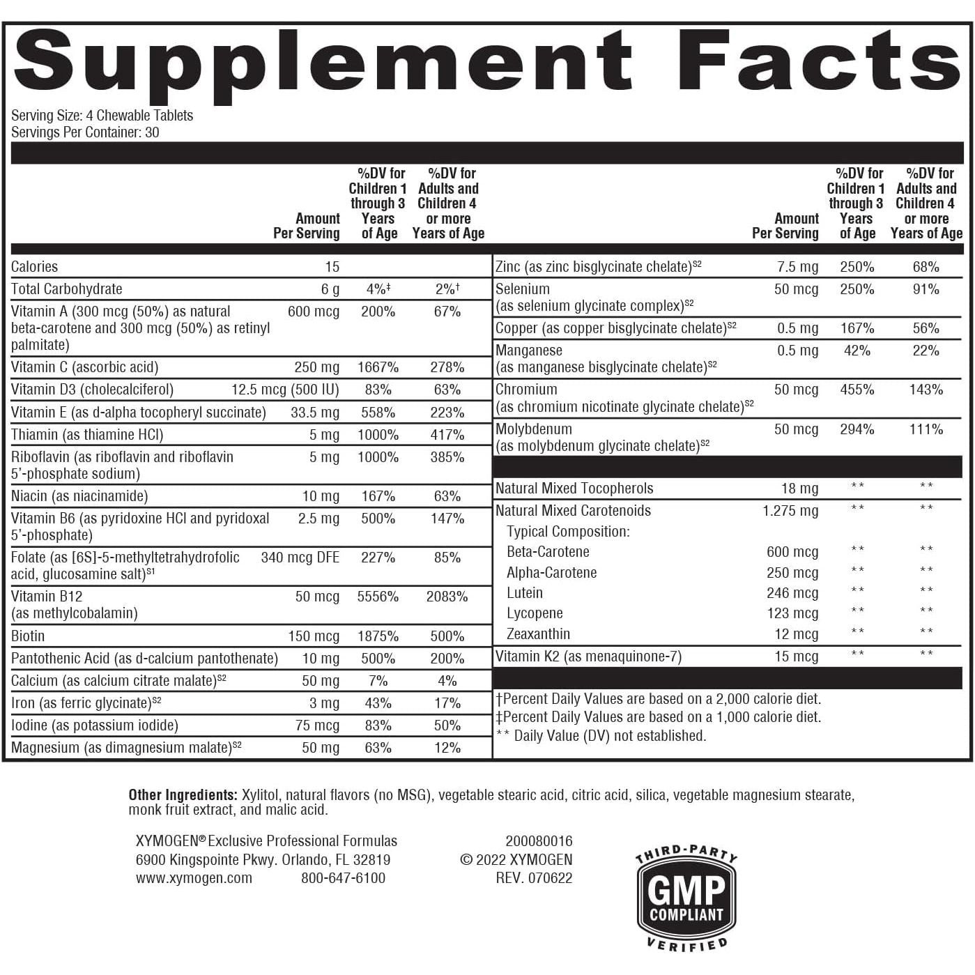 XYMOGEN Children'S Activnutrients Chewable - Mixed Berry Multivitamin for Kids (120 Tablets)