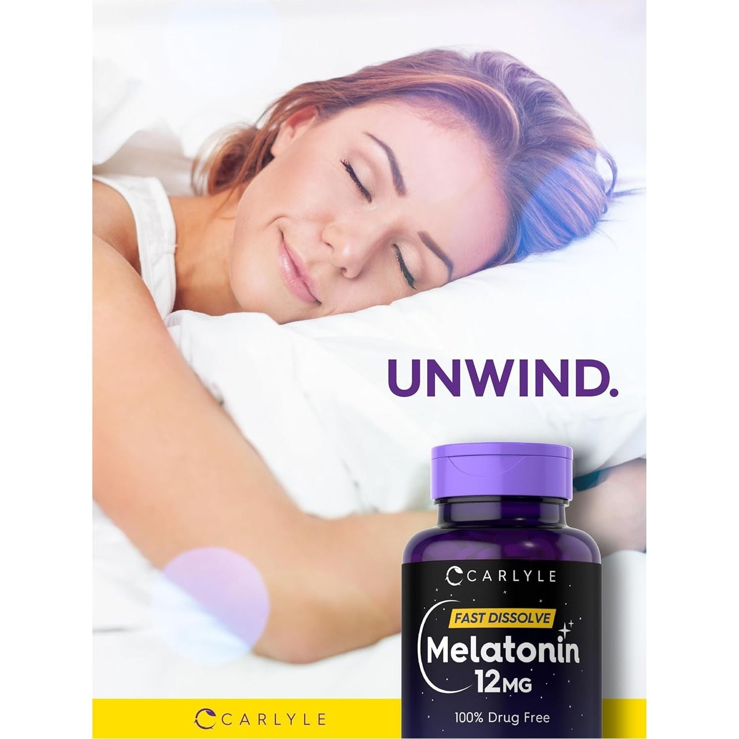 Carlyle Melatonin 12 Mg Fast Dissolve 300 Tablets Natural Berry Flavor