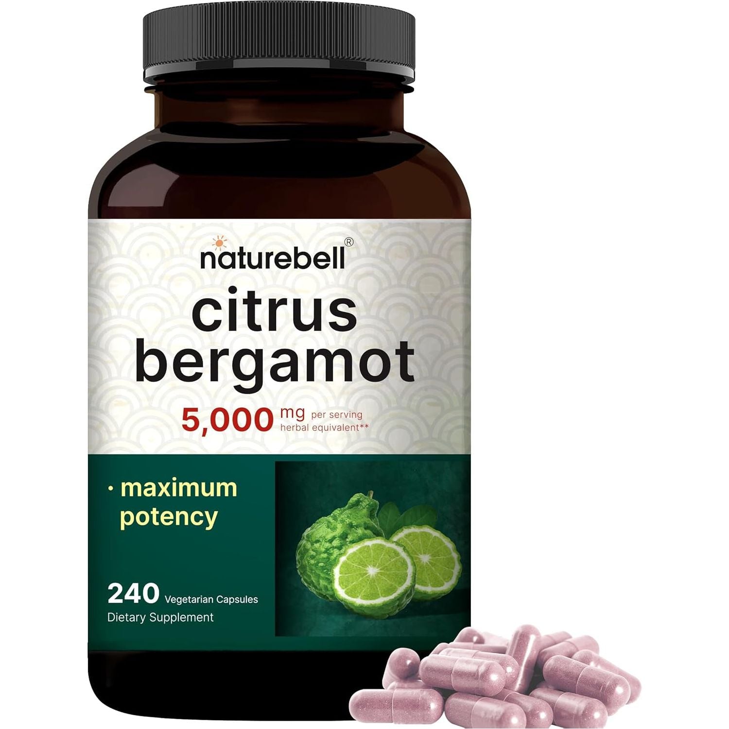 Naturebell Citrus Bergamot 5,000 Mg Equivalent, 240 Capsules - Heart & Immune Support Supplement