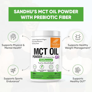 Sandhus’S MCT Oil Powder with Prebiotic Fiber| 35 Servings| Organic - 10.6 Oz