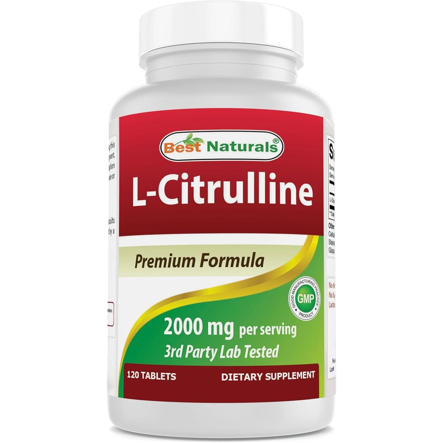 Best Naturals L-Citrulline 2000Mg/Serving - Non-Gmo - Gluten Free - 120 Tablets