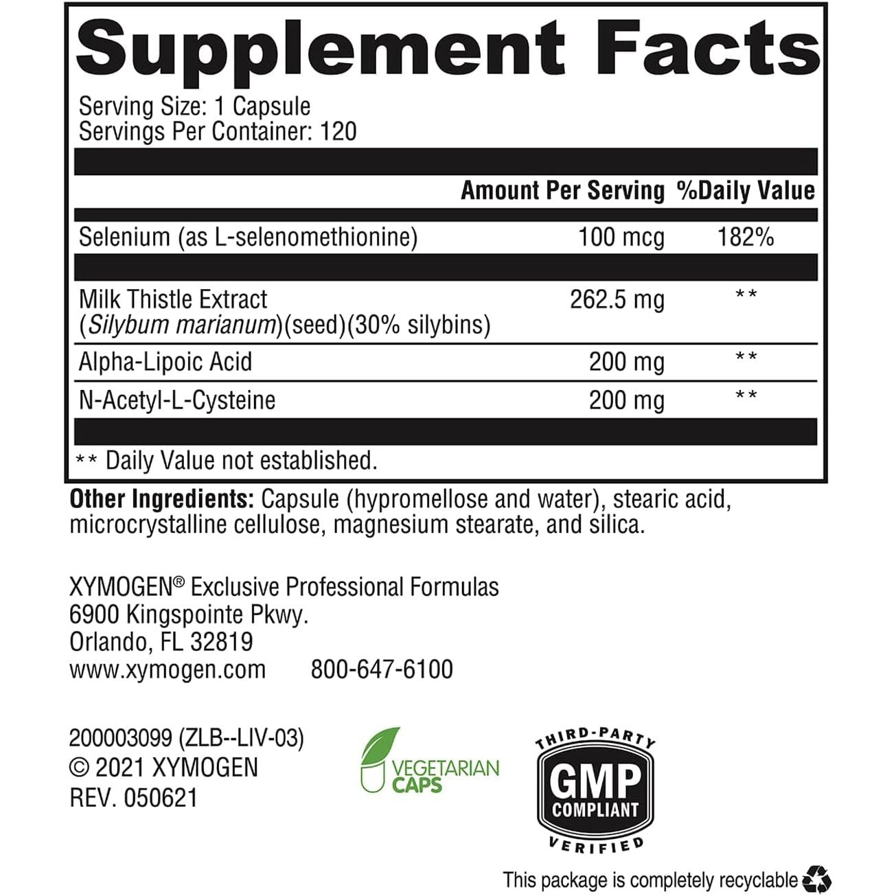 XYMOGEN Liver Protect - Supports Liver Health + Glutathione Production - (120 Capsules)