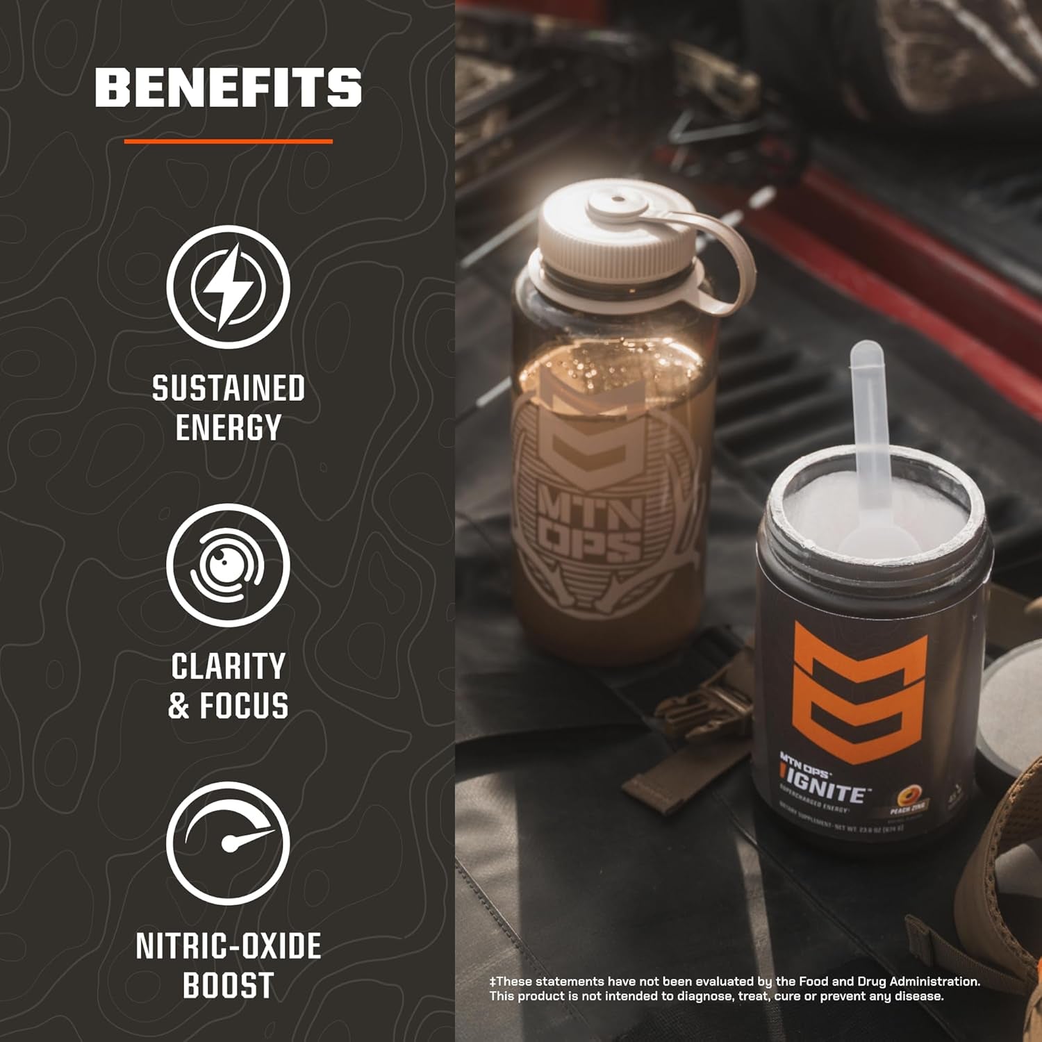 MTN OPS Ignite Supercharged Energy Drink Mix 45-Serving Tub, Tiger'S Blood