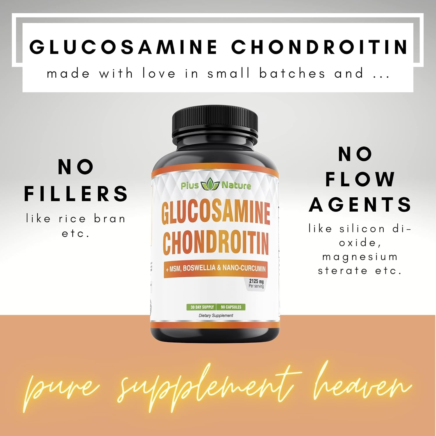 Glucosamine Chondroitin MSM Boswellia Curcumin Bromelain Quercetin - 90 Caps/30 Servings