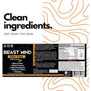 Extreme Energy Pills | 400Mg Caffeine | 600Mg Ashwagandha | 200Mg Lions Mane