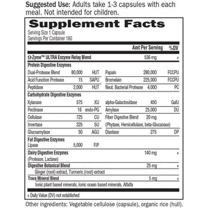 Garden of Life Vegetarian Digestive Supplement - Omega Zyme Ultra Enzyme Blend for Digestion, Bloating, Gas, and IBS, 180 Capsules