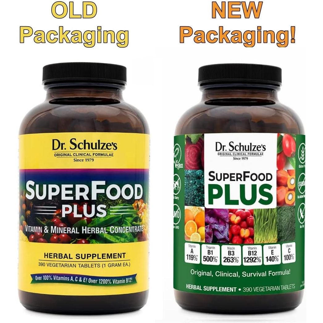 Dr. Schulze'S Superfood plus | Vitamin & Mineral Herbal Concentrate | Daily Nutrition & Increased Energy 390 Tabs