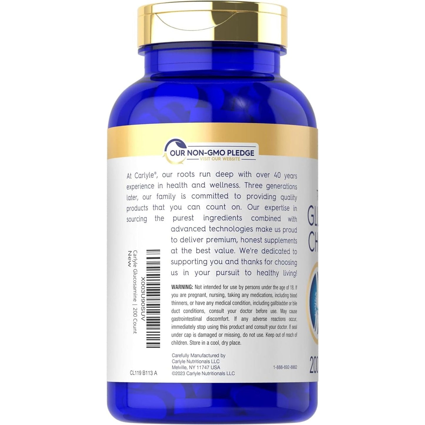 Carlyle Glucosamine Chondroitin MSM Turmeric | 4050 Mg | 200 Count 