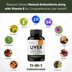Sandhu'S Liver Cleanse Detox & Repair Support - Supplement for Fatty Liver Health and Renew  70 Capsules