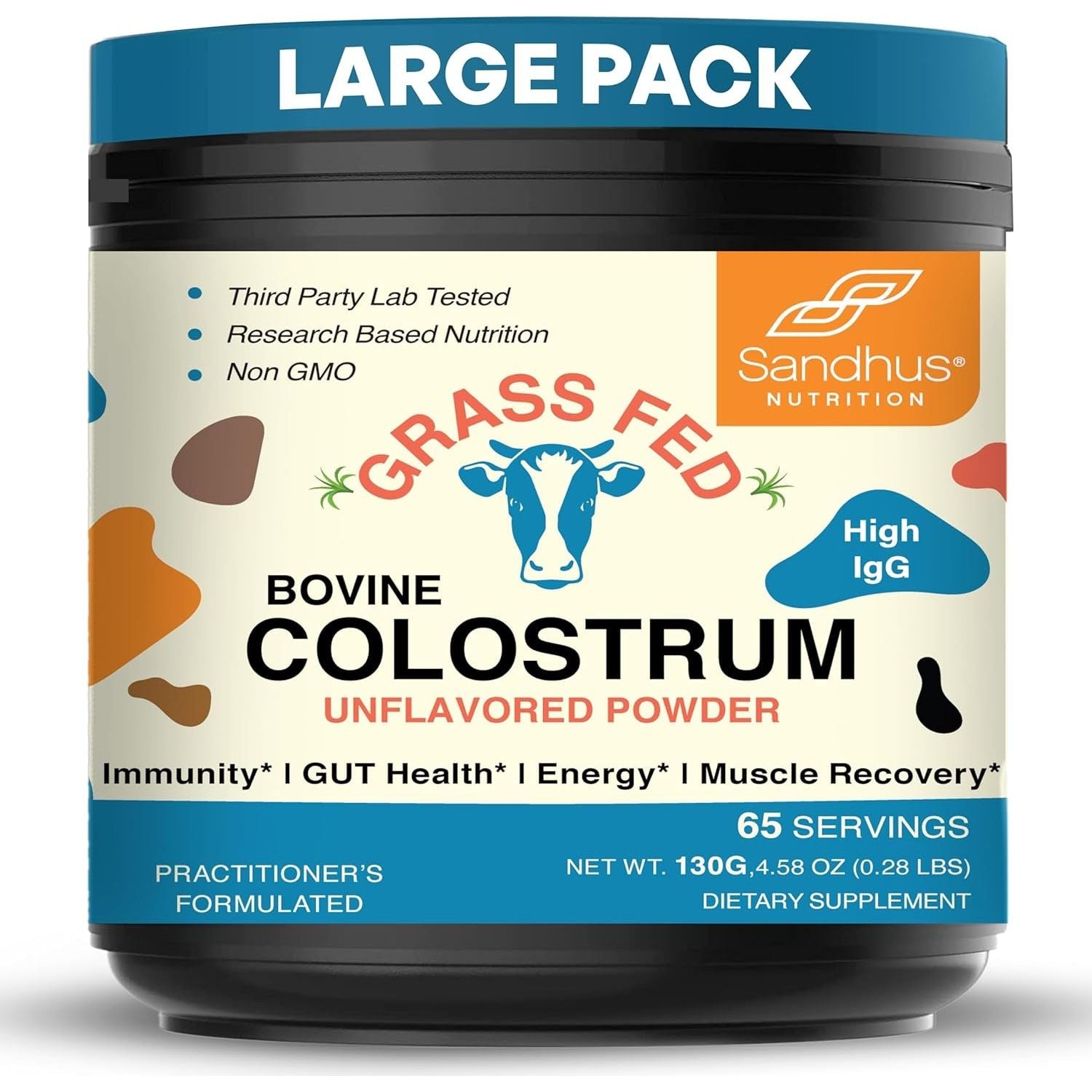 Grass Fed Bovine Colostrum Powder for Humans, Adults | Immunity & Muscle Recovery Support 65 Servings