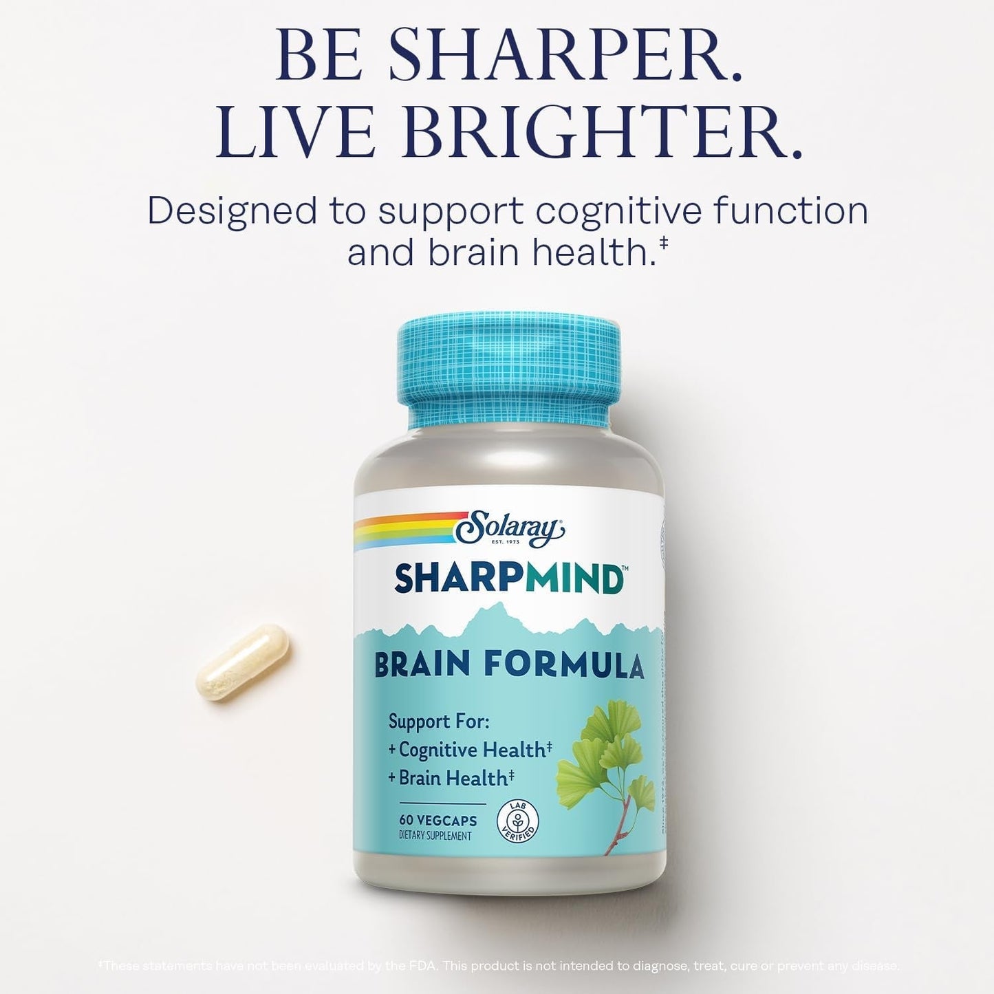 Solaray Sharpmind, Cognitive Support Formula for Healthy Brain, Mood & Memory Support 60 Vegcaps