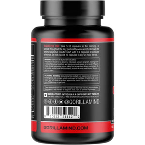 Gorilla Mind Nootropic Formula - Best Caffeinated Productivity Supplement (150 Capsules)