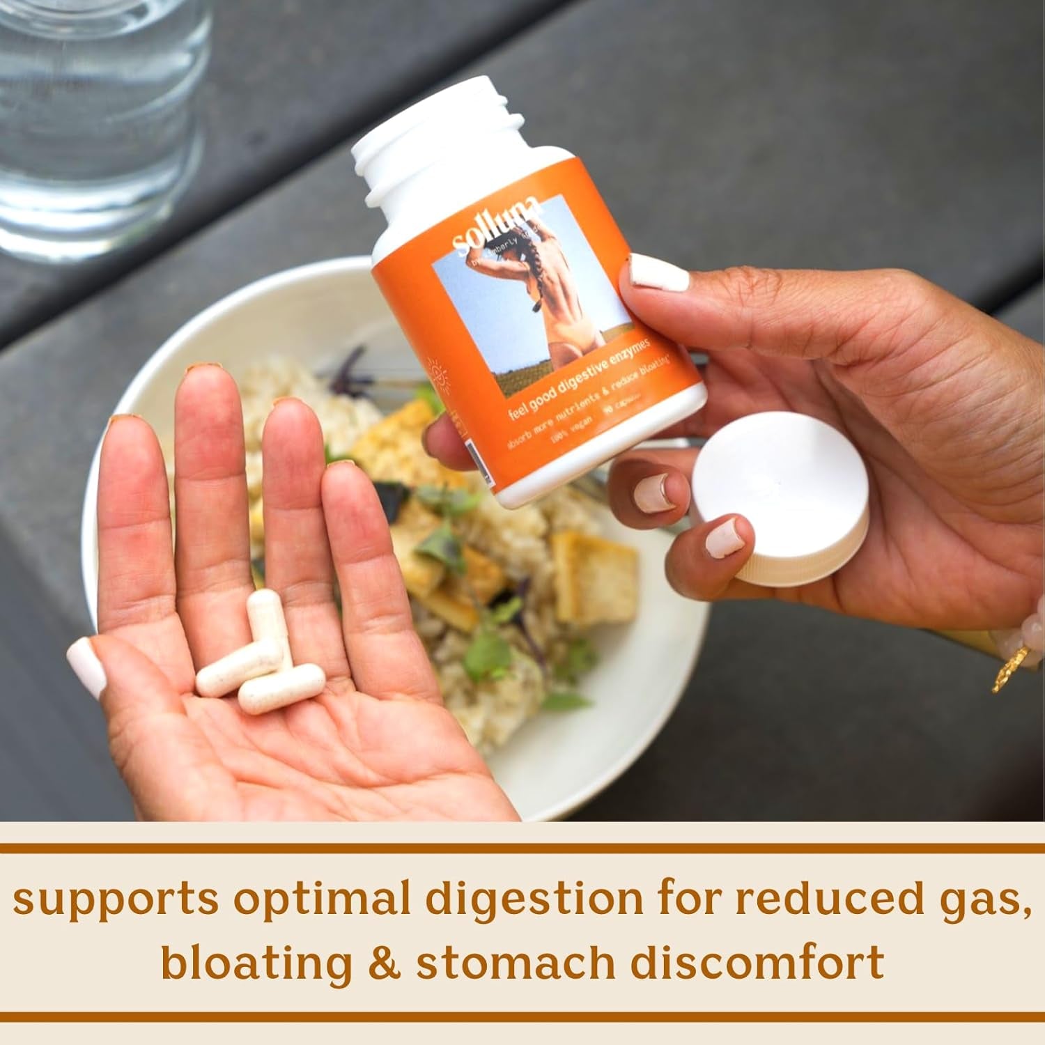 Solluna by Kimberly Snyder Feel Good Digestive Enzymes Digestion & Nutrient Absorption Aid for Stomach Pain, Gas & Bloating