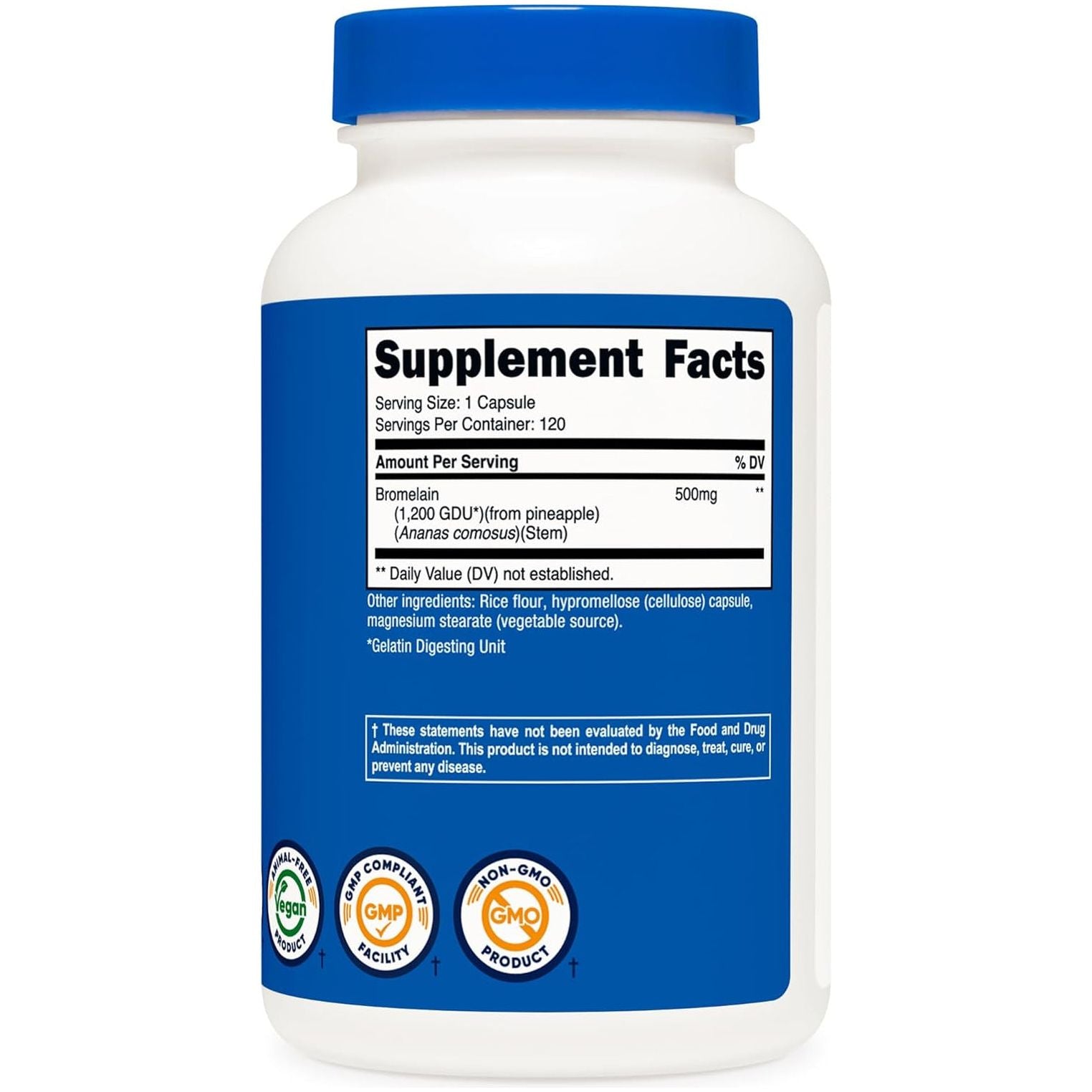Nutricost Bromelain 500Mg, 120 Vegetarian Capsules - Bromelain (1200 GDU)