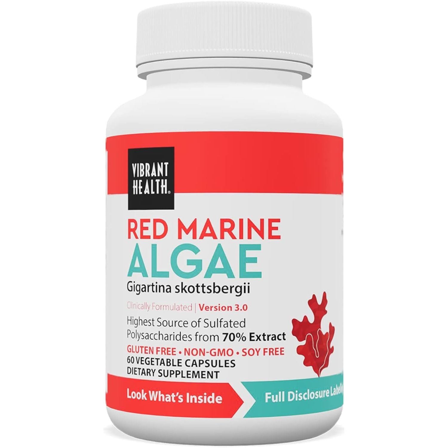 Vibrant Health, Gigartina Red Marine Algae, Plant-Based Immune Support, 60 Capsules