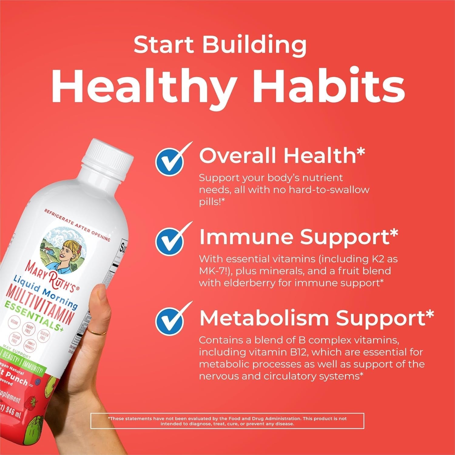 Maryruth Organics Multivitamin for Women Men & Kids | Energy & Beauty Booster Multimineral | 32 Fl Oz