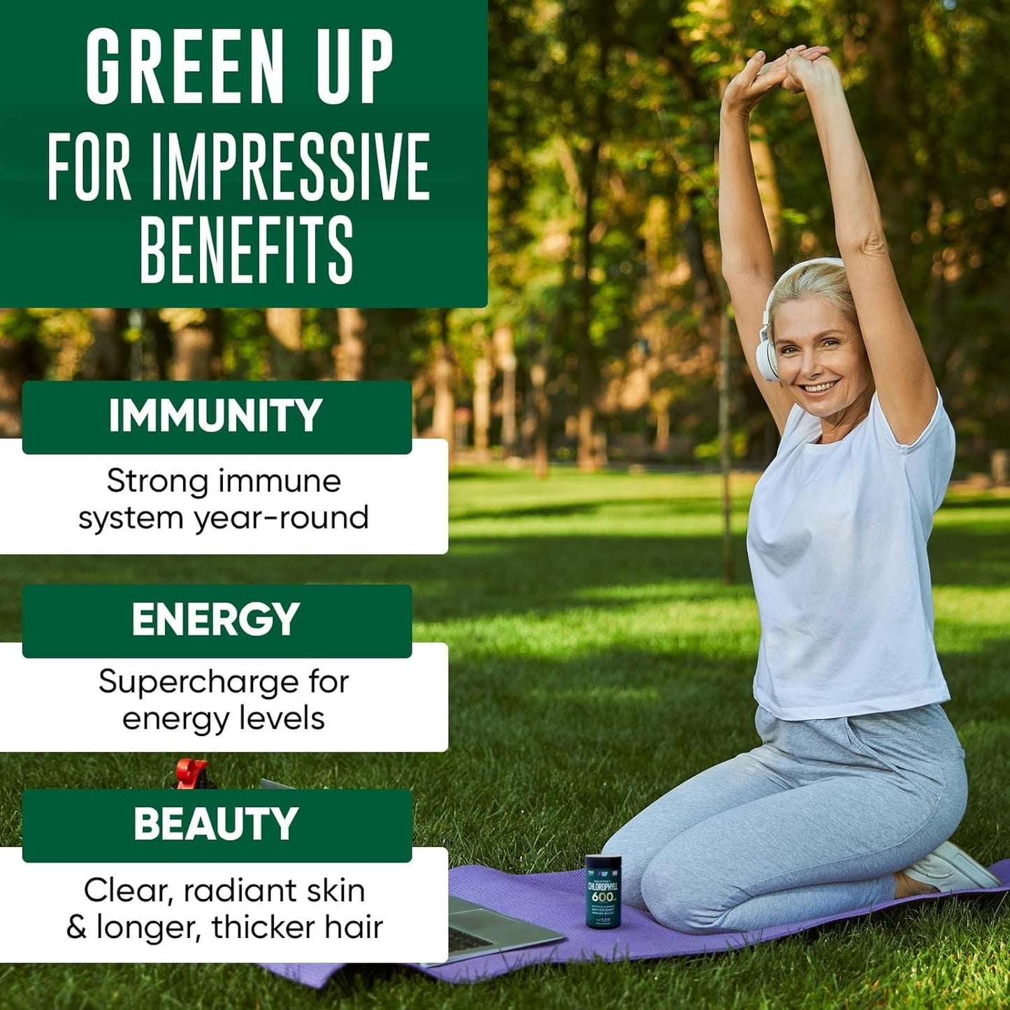 Chlorophyll Capsules 600 Mg - Natural Chlorophyll Pills for Women & Men